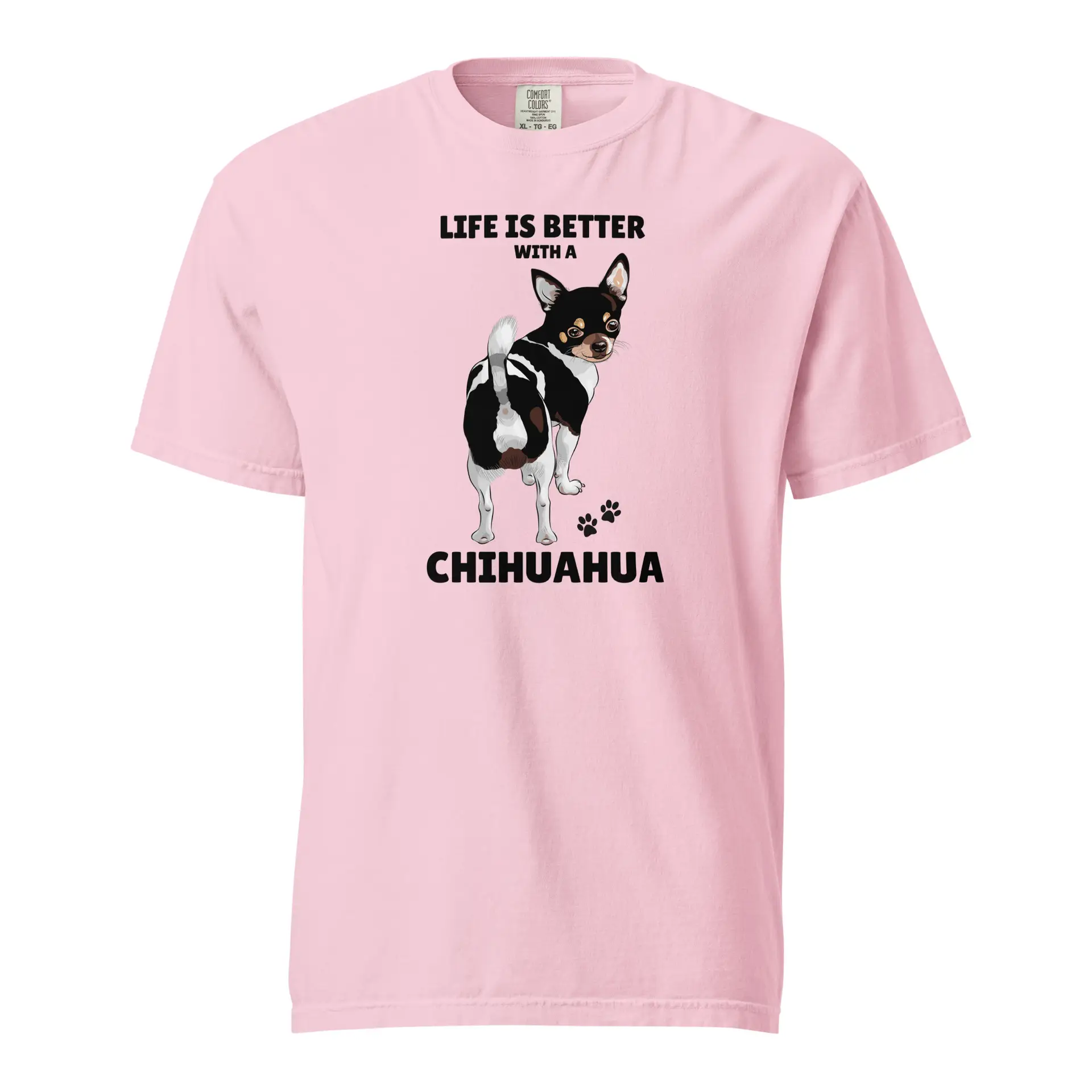 unisex-garment-dyed-heavyweight-t-shirt-blossom-front-6a1a0fca40cd8.jpg Life Is Better With A Chihuahua– Unisex Tee - Image 1